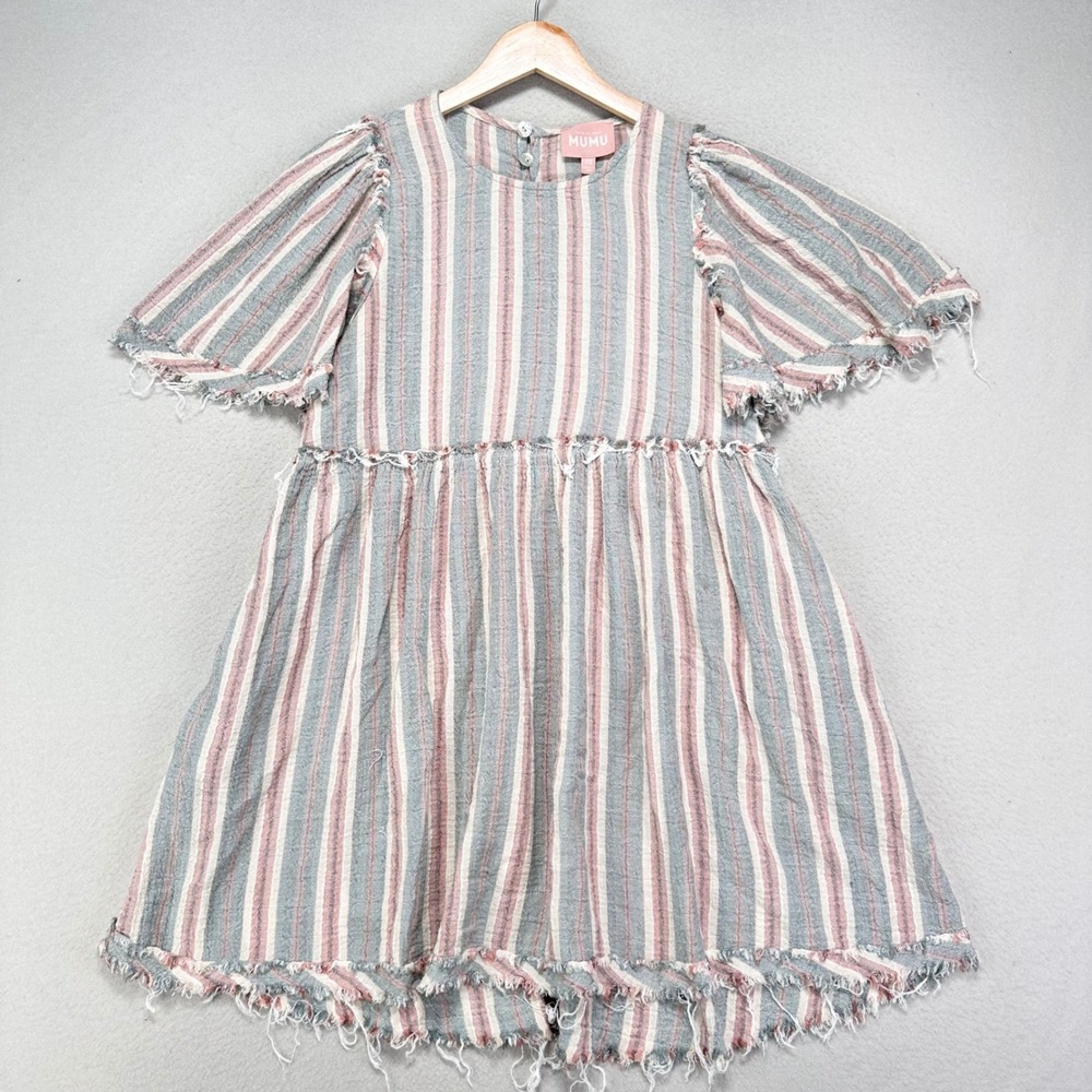 Show Me Your MuMu Brooks Babydoll Dress Womens XS Striped Cotton USA Made